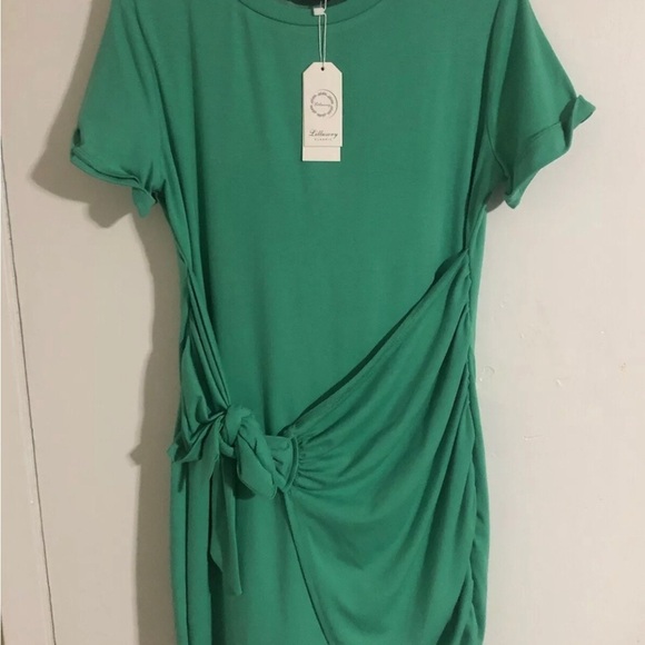 lillusory Dresses & Skirts - Lillusory Classic Women's T-Shirt Green Dress Stretch Tie Waist, Size Large